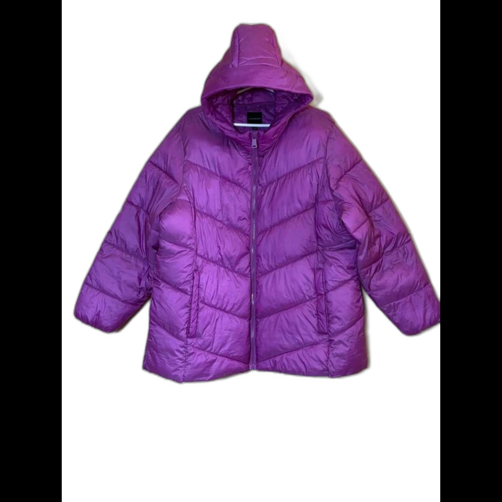 Lane Bryant Magenta Pink Puffer Jacket with Hood Plus Size 18/20
